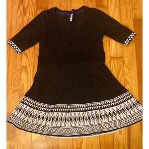 **SOLD** Xhilaration Black and White Geometric Print Knit Skater Dress
